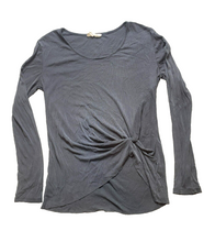Load image into Gallery viewer, Korye Shirt Womens Small Slate Gray Twisted Knot Modal Blouse Casual Ribbed Lady