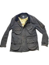 Load image into Gallery viewer, Armani Exchange Jacket Adult Small Charcoal Pinstriped Zip Up Snaps Outdoor Mens