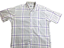 Load image into Gallery viewer, VTG Dockers Levis Shirt Adult Large Purple Green White Striped Button Up Mens