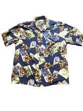 Load image into Gallery viewer, VTG County Seat Shirt Adult Medium Blue 100% Silk Button Up AOP Hawaiian Mens