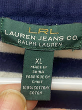 Load image into Gallery viewer, Lauren Ralph Lauren Shirt Womens Extra Large Navy Ivory Stripes Buttons Blouse