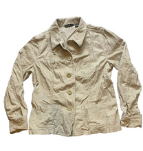 Load image into Gallery viewer, Eddie Bauer Jacket Womens Large Tan Button Up Pockets Corduroy Outdoor Trucker
