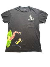 Load image into Gallery viewer, Rick & Morty Shirt Adult Medium Black Pocket Ripple Junction Funny Cartoon Mens