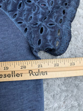 Load image into Gallery viewer, Chicos Shirt Womens 2 Navy Blue V-Neck Eyelet Blouse Boxy Flowy Plus Ladies