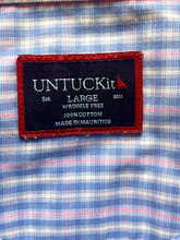 Load image into Gallery viewer, UNTUCKit Shirt Adult Large Blue Pink Grid Checkered Button Up Wrinkle Free Mens