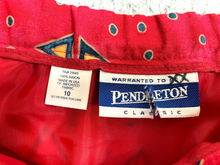 Load image into Gallery viewer, VTG Pendleton Skirt Womens 10 (28x32) Red Geometric Southwest Retro Midi USA