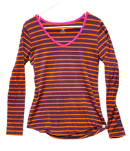 Load image into Gallery viewer, Horny Toad Shirt Womens Medium Purple Orange Stripes Organic Tencel Spandex Lady