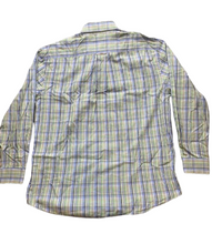 Load image into Gallery viewer, Alan Flusser Shirt Adult Large Green Blue Plaid Button Up Weekend Casual Mens