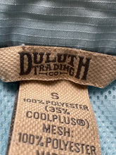 Load image into Gallery viewer, Duluth Trading Shirt Adult Small Aqua Blue Vented Fishing Mesh Snap Outdoor Mens