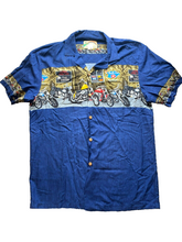 Load image into Gallery viewer, VTG Paradise Found Shirt Adult Medium Blue Hawaiian Tiki Tavern Motorcycle Mens