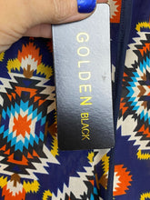 Load image into Gallery viewer, Golden Black Pants Womens 1X (32x28) Geometric AOP Festive Boho Spandex Plus NWT