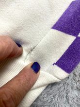 Load image into Gallery viewer, VTG Baleno Sweater Adult Small Purple White Checkered Shenjie Meili Fleece Mens