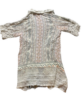 Load image into Gallery viewer, UMGEE Sweater Womens Small Beige Lagenlook Tunic Cardigan Crochet Lace Ladies