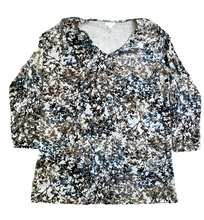 Load image into Gallery viewer, J Jill Purejill Shirt Womens Large Velour AOP Flower Tunic Slit Oversized Blouse