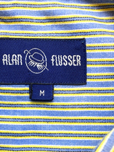 Load image into Gallery viewer, Alan Flusser Shirt Adult Medium Blue Yellow Striped Pocket Casual Cuffs Mens