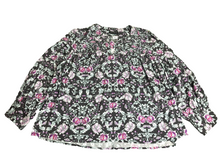 Load image into Gallery viewer, Lane Bryant Shirt Womens 22 Black Purple AOP Flower Boho Blouse Tunic Plus Lady