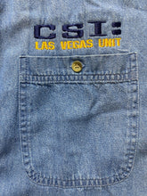 Load image into Gallery viewer, CSI Las Vegas Shirt Adult Extra Large Blue Denim Button Up Pocket Unit Mens