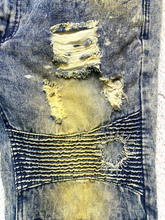 Load image into Gallery viewer, Trillnation Shorts Adult 34x14 Blue Denim Distressed Punk Acid Wash Jean Mens
