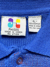 Load image into Gallery viewer, Phases Sweater Adult Large Blue Collared Acrylic Geometric Knits Outerwear Mens