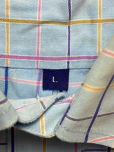 Load image into Gallery viewer, Alan Flusser Shirt Adult Large Blue Checkered Button Up Embroidery Casual Mens