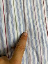 Load image into Gallery viewer, NERO Jeans Shirt Adult 2X Blue Button Up Mismatch Striped 2 Sided Casual Mens