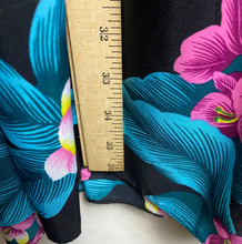 Load image into Gallery viewer, Hilo Hattie Dress Womens Medium Black Teal Floral Hawaiian Tropical Midi