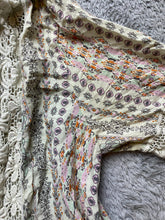 Load image into Gallery viewer, UMGEE Sweater Womens Small Beige Lagenlook Tunic Cardigan Crochet Lace Ladies