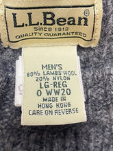 Load image into Gallery viewer, LL Bean Sweater Adult Large Gray Cable Knit Lambs Wool Nylon Outerwear Mens