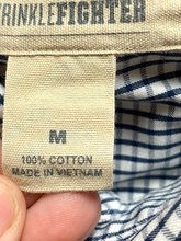 Load image into Gallery viewer, Duluth Trading Co Shirt Adult Medium Navy Gray Wrinkle Fighter Untucked Mens