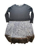 Load image into Gallery viewer, Susan Graver Dress Womens Extra Large Black Gray Leopard Sweater Rib Knit Ladies