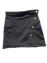Load image into Gallery viewer, Free People Skirt Womens 6 (28x16) Black Wrap Denim Snaps Asymmetric Boho