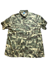 Load image into Gallery viewer, Columbia Shirt Adult 1X Green Button Up Wildlife Allover Print Camp Outdoor Mens