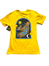 Load image into Gallery viewer, Trip City Shirt Womens Medium Flying Flame Skeleton Earthy Gothic Velvet NWT