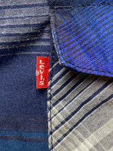 Load image into Gallery viewer, Levi's Shirt Adult Large Blue Gray Plaid Western Pearl Snaps Pockets Cowboy Mens