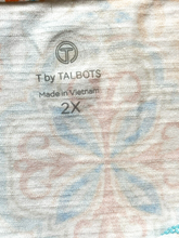 Load image into Gallery viewer, Talbots Shirt Womens 2X Blue Orange Geometric Rayon Spandex Blouse Plus Ladies