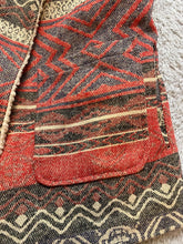 Load image into Gallery viewer, Me Jane Vest Womens Extra Large Navy Aztec Wool Blend Open Front Wrap Jacket