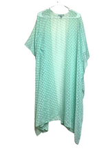 Load image into Gallery viewer, Torrid Kimono Womens 2 2X Mint Green Open Front Sharkbite Clip Dot Heart Plus