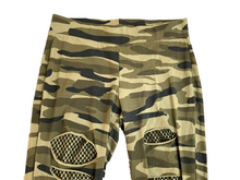 Load image into Gallery viewer, Torrid Leggings Womens 1 (31.9x25) Green Camo Slashed Fish Net Spandex Stretch