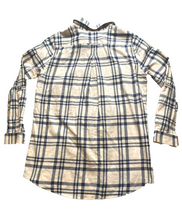 Load image into Gallery viewer, Tyler Boe Shirt Womens Large Pink Navy Flannel Plaid Snap Blouse Roll Tab Tunic