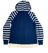 Load image into Gallery viewer, Mickey & Minnie Mouse Sweatshirt Womens Medium Crochet Lace Trim Hoodie Disney