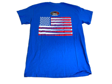 Load image into Gallery viewer, Fayetteville Woodpeckers Shirt Womens Medium Blue MiLB Baseball USA Flag Ladies