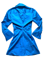 Load image into Gallery viewer, ZARA Dress Womens Extra Small Teal Blue Button Down Collared Shirt Stretch NWT