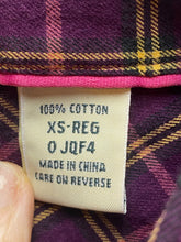 Load image into Gallery viewer, LL Bean Shirt Women Extra Small Burgundy Scotch Plaid Button Up Flannel Collared