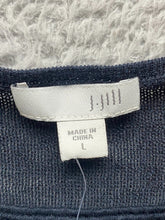 Load image into Gallery viewer, J Jill Shirt Womens Large Deep Blue Crochet Embroidered Boho Blouse Linen NWT