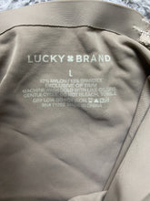Load image into Gallery viewer, Lucky Brand Sports Bra Womens Large Taupe Double Strap Nylon Spandex Yoga Padded