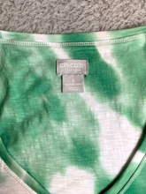 Load image into Gallery viewer, Chico's Zenergy Shirt Womens 3 Green White Tie Dye Tunic V-Neck Oversized Ladies