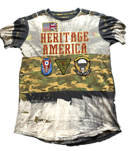 Load image into Gallery viewer, Heritage America Shirt Adult Medium Black Gray Camo Flag Skull Sewn Y2K Mens