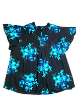 Load image into Gallery viewer, Torrid Shirt Womens 3 3X Black Blue Tie Collar Boxy Whimsygoth Boho Blouse Lady