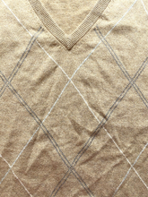 Load image into Gallery viewer, Tasso Elba Vest Adult Extra Large Tan Argyle Diamond 100% Cashmere Sweater Mens