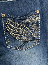 Load image into Gallery viewer, DO Denim Jeans Womens 9x32 (33x30.5) Blue Whiskered Spandex Embroidered Ladies